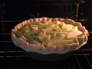 apple crumb in oven